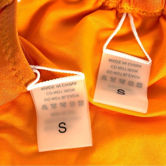 Bikini Set Swimsuit Orange  Underwire Top High waisted Bottom Tie Back Size S - Picture 8 of 10